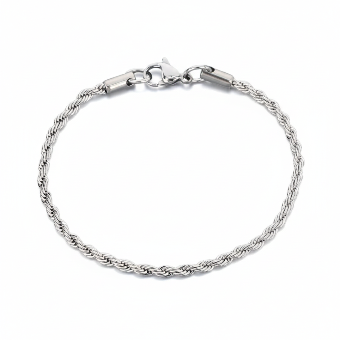 Rope Bracelet (Silver-Colored) 3mm