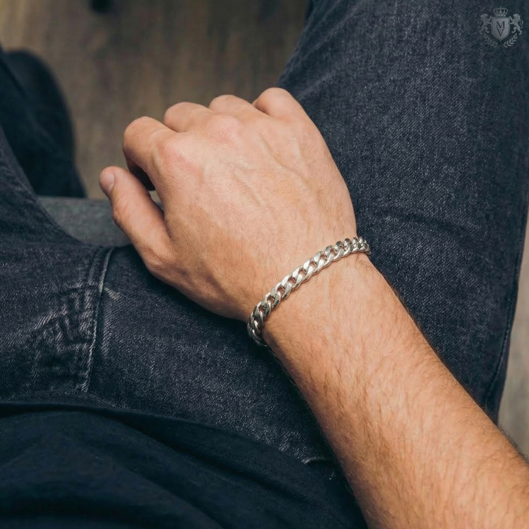 Cuban Bracelet (Silver-Colored) 8mm