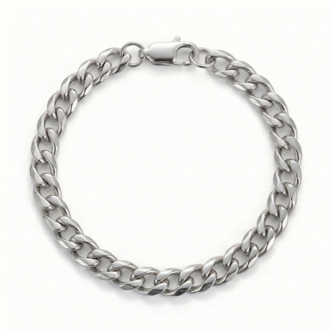 Cuban Bracelet (Silver-Colored) 4mm