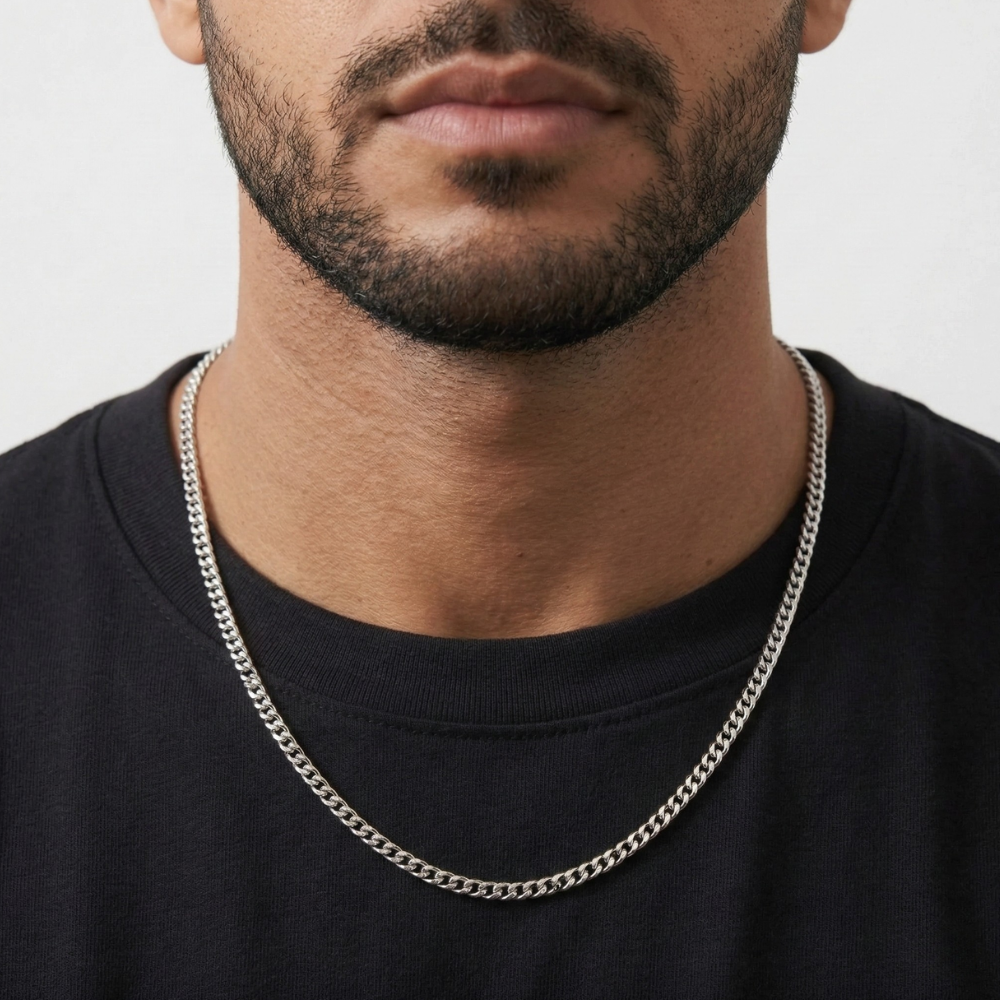 Cuban Chain (Silver-Colored) 4mm