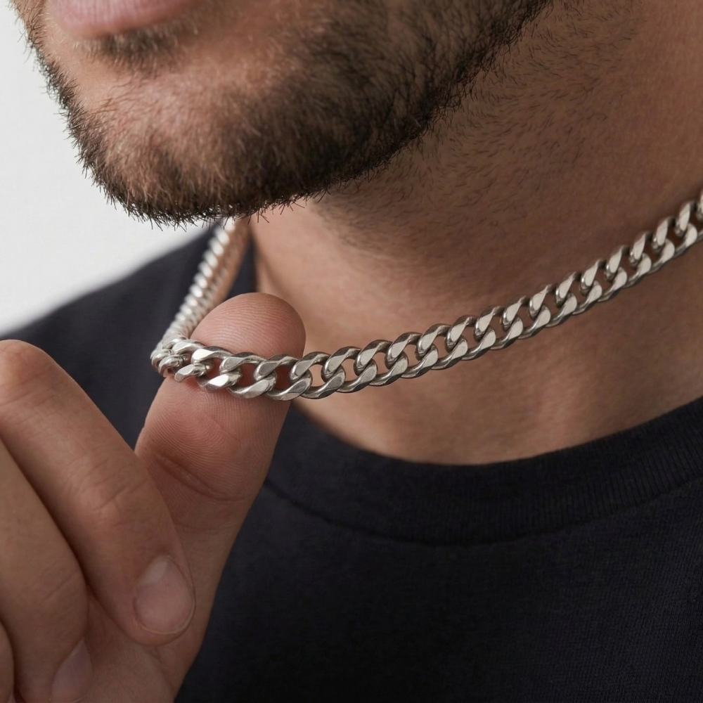 Cuban Chain (Silver-Colored) 6mm