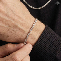 Cuban Bracelet (Silver-Colored) 4mm