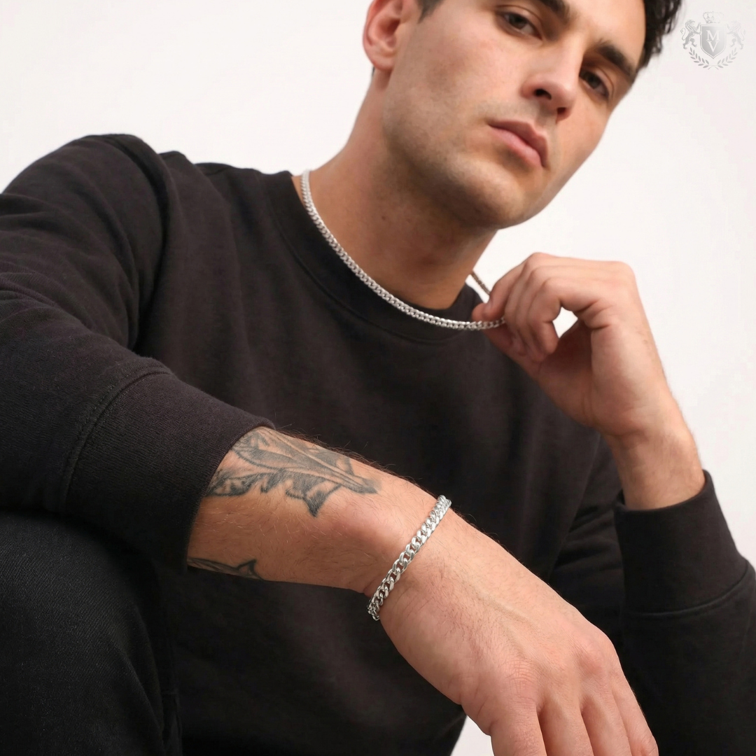 Cuban Bracelet (Silver-Colored) 6mm