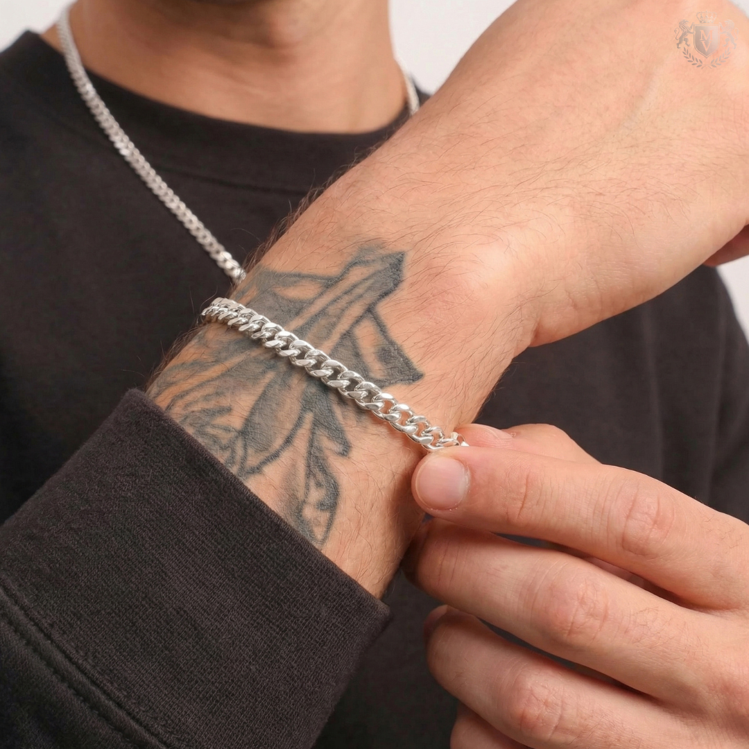 Cuban Bracelet (Silver-Colored) 6mm